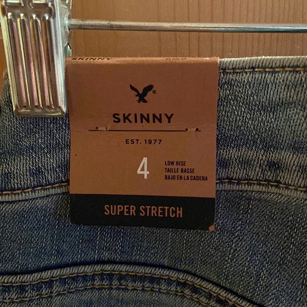 American Eagle Mended Blues Skinny Jeans size 4 - Picture 5 of 5